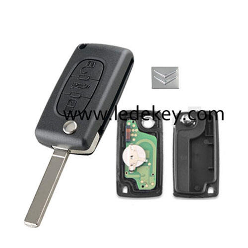 Citroen 3 button remote key CE0523 ASK 433mhz ID46&7941 chip (307/VA2 blade -Trunk button )for cars 2006-2011