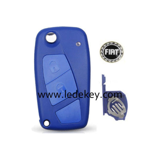 2 button Fiat  folding flip remote key shell (Blue)