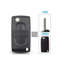 4 button Citroen 407 blade remote key shell (HU83 Blade -no battery place )
