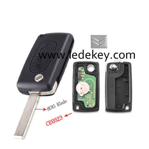 Citroen 2 button remote key CE0523 ASK 433mhz ID46&7941 chip (407/HU83 blade )for cars 2006-2011
