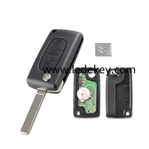 Citroen 3 button remote key CE0523 FSK 433mhz ID46&pcf7941 chip (307/VA2 blade -Trunk button)for cars after 2011