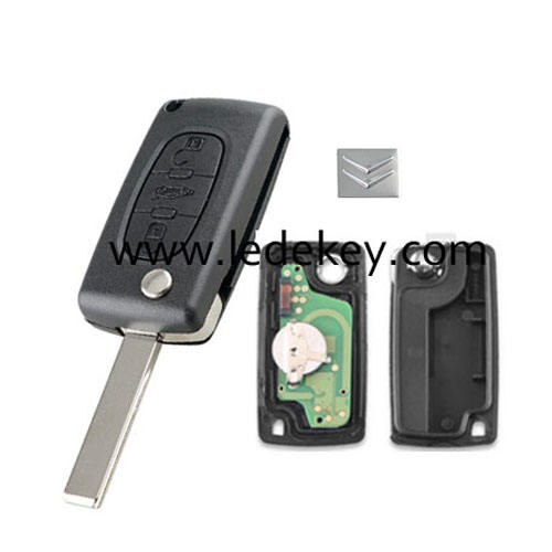 Citroen 3 button remote key CE0523 ASK 433mhz ID46&7941 chip (407/HU83 blade -Trunk button )for cars 2006-2011