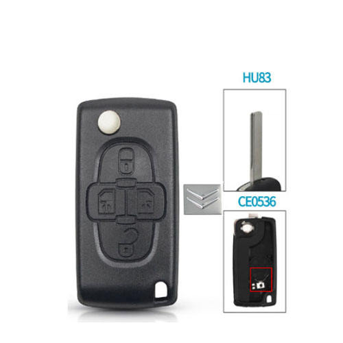 4 button Citroen 407 blae remote key shell (HU83 Blade -with Battery place)