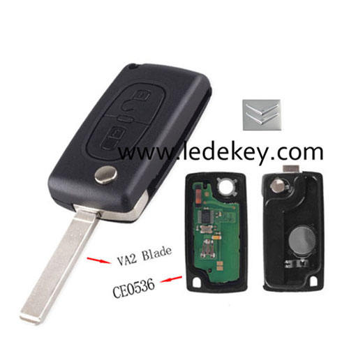 Citroen 2 button remote key CE0536 ASK 433mhz ID46&7961 chip (307/VA2 blade )for cars 2006-2011