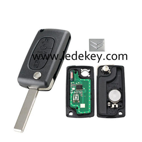 Citroen 3 button remote key CE0536 ASK 433mhz ID46&7961 chip (407/HU83 blade -Trunk button )for cars 2006-2011