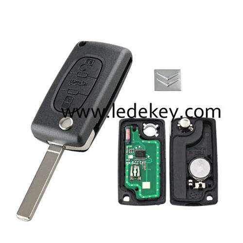 Citroen 3 button remote key CE0536 ASK 433mhz ID46&7961 chip (307/VA2 blade -Trunk button )for cars 2006-2011