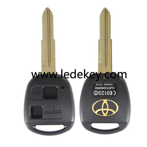 Toyota 2 button blank remote key shell with left blade with logo
