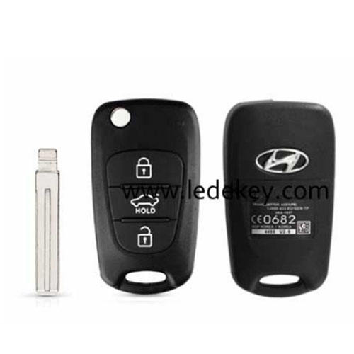 Hyundai 3 button flip key shell with Hold button