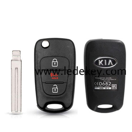 Kia 3 button flip key shell with speaker button and hold words