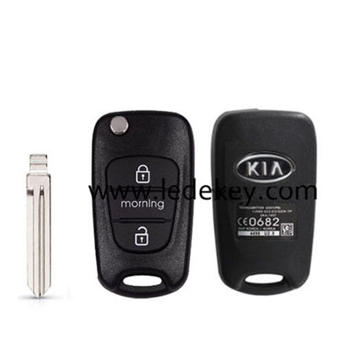 Kia 3 button flip key shell Right Blade