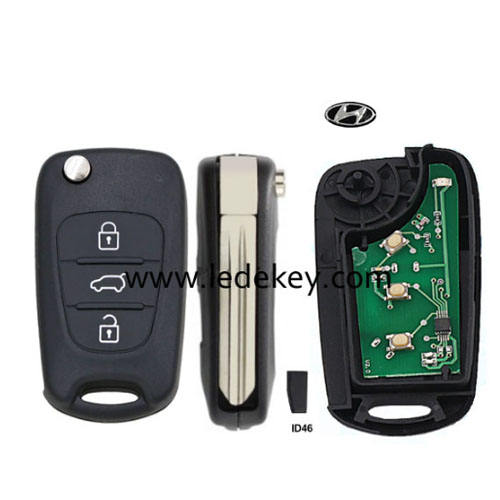 Hyundai 3 button remote key right blade with 433Mhz with ID46 chip