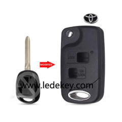 Toyota 2 button flip remote key shell toy43 blade