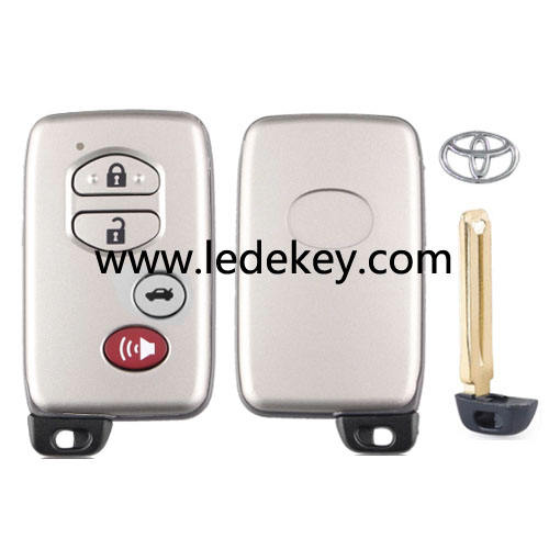Toyota 3+1 button smart remote key shell with blade and logo