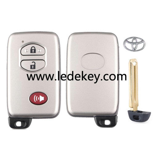 Toyota 2+1 button smart remote key shell with blade and logo