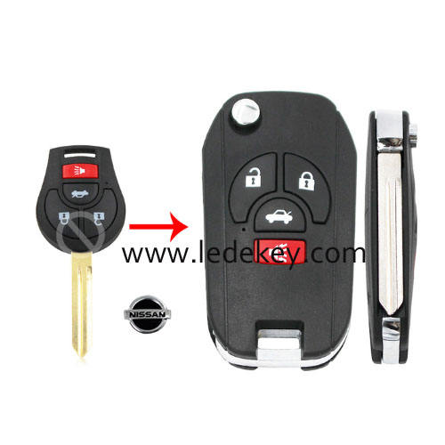 Nissan 3+1 button flip key shell