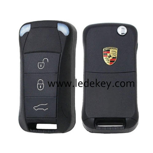 Porsche 3 button flip key shell