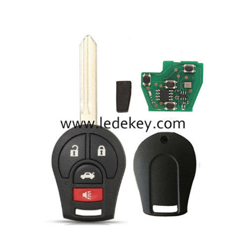 Nissan 3+1 button remote key with 433Mhz ID46 chip no logo (FCC:CWTWB1U761)