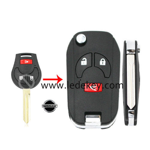 Nissan 2+1 button flip key shell