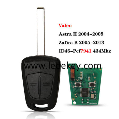 Opel 2 Button Flip Remote Key  with ID46&7941 Chip and 433Mhz for VALEO system Astra H 2004-2009 Zafira B 2005-2013