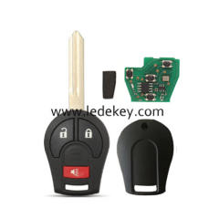 Nissan 2+1 button remote key with 315mhz ID46 chip no logo (FCC:CWTWB1U751)