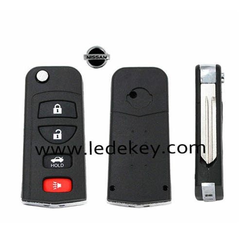 Nissan 4 button flip remote key shell