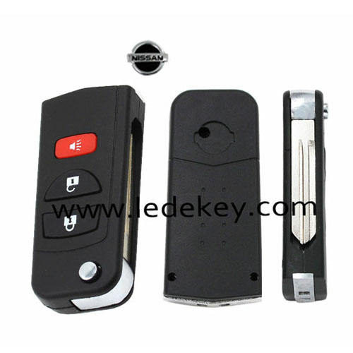 Nissan 3 button flip remote key shell