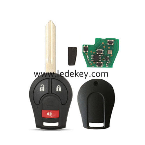 Nissan 2 +1 button remote key with 433Mhz ID46 chip no logo (FCC:CWTWB1U761)