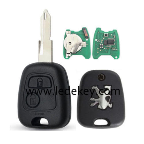 Peugeot 2 button remote key with 206/NE73 blade 433Mhz ID46 Chip