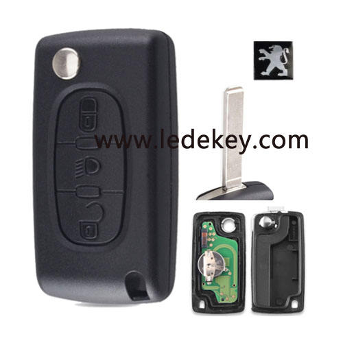 Peugeot 3 button remote key CE0523 FSK 433mhz ID46&pcf7941 chip (307/VA2 blade -LED light button )for cars after 2011