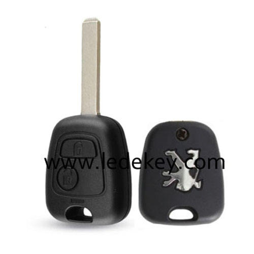 Peugeot 2 button remote key blank with 307/VA2 key blade with logo