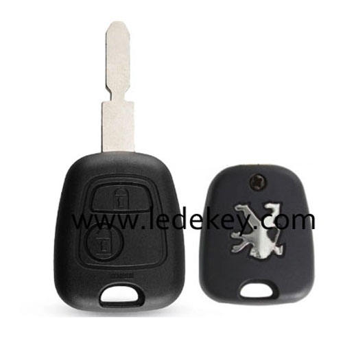 Peugeot 2 button remote key blank with 406 key blade with logo