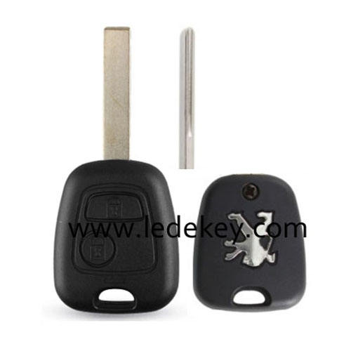 Peugeot 2 button remote key blank with 407/Hu83  key blade with logo