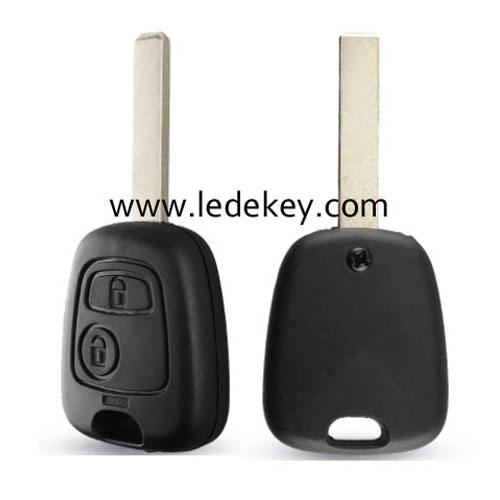 Peugeot 2 button blank key shell with 307/VA2 blade  without logo