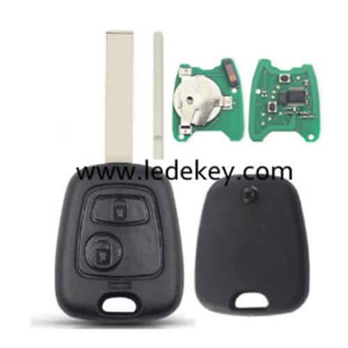 Peugeot 2 button remote key with 307/VA2 blade 433Mhz ID46 Chip No logo