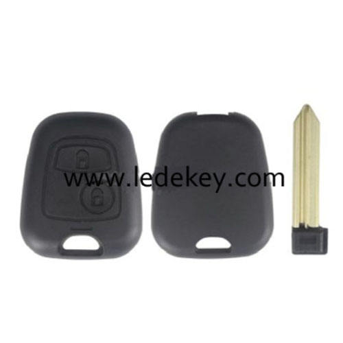 Peugeot 2 button remote key blank with key blade without Logo