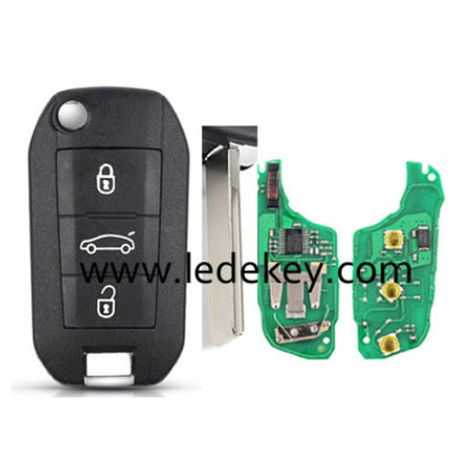 Aftermarket Peugeot remote key with 433Mhz and 46 chip 407/HU83 blade No logo