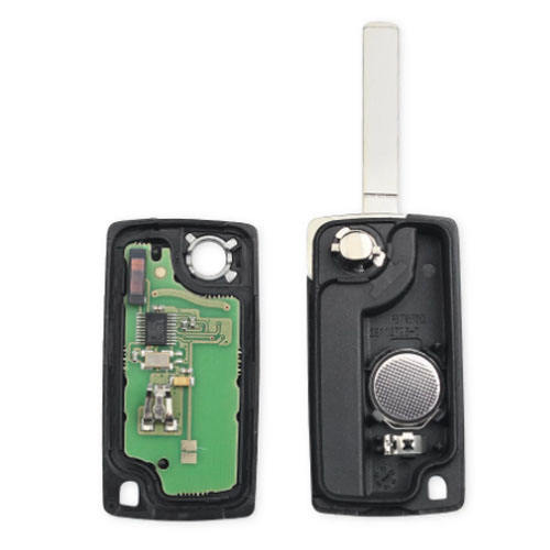 CE0536 FSK Peugeot 3 button flip remote key with 407/HU83 blade  (LED Light button) 433Mhz ID46&7961 Chip( for cars after 2011)