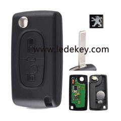 CE0536 FSK  Peugeot 2 button flip remote key with 307/VA2 blade 433Mhz ID46&7961 Chip (  for cars after 2011)