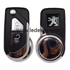 407/HU83 blade Peugeot 2 button remote key shell with logo