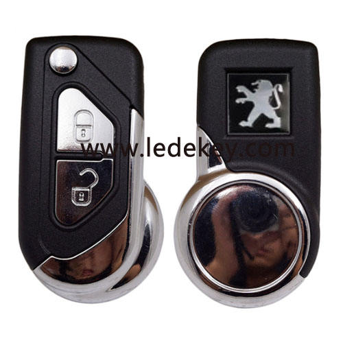 407/HU83 blade Peugeot 2 button remote key shell with logo
