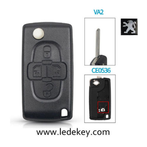 Peugeot 4 button remote key blank  ( 307/VA2 Blade  -With battery place )