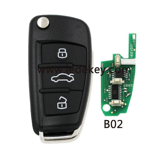 B02 Audi style 3 button remote control car key for KEYDIY KD900 and KDX2