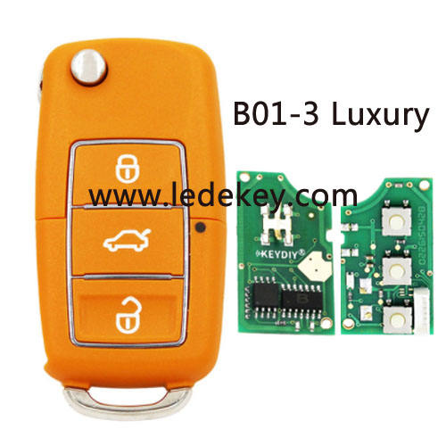 Yellow B01-Luxury 3 button remote control car key for KEYDIY KD900 and KDX2