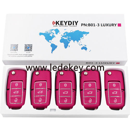 Pink B01-Luxury 3 button remote control car key for KEYDIY KD900 and KDX2