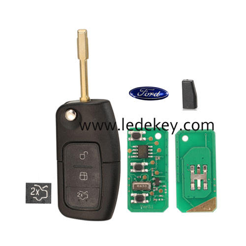 Ford 3 button Remote key FO21 Blade with ASK 433MHZ and 4D63 80bit chip For Ford Fiesta Focus 2 Ecosport Kuga Escape C Max Ka