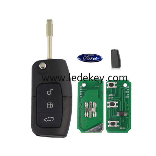 Ford 3 button Remote key FO21 Blade with ASK 433MHZ and 4D60 chip  For Ford Focus Mondeo Fiesta C-Max S-Max Galaxy Before 2012
