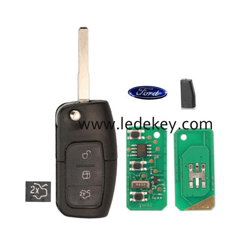 Ford 3 button Remote key HU101 Blade with ASK 433MHZ and 4D63 80bit chip For Ford Fiesta Focus 2 Ecosport Kuga Escape C Max Ka
