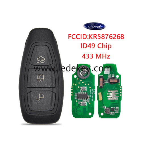 Ford 3 button remote key keyless 433Mhz ID49 chip (FCC:KR5876268)