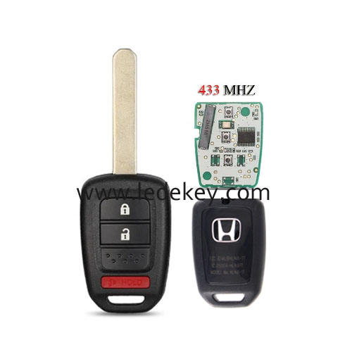 Honda 2+1 button remote key with logo 433Mhz with ID47&7961X chip  (FCC ID:MLBHLIK6-1T)