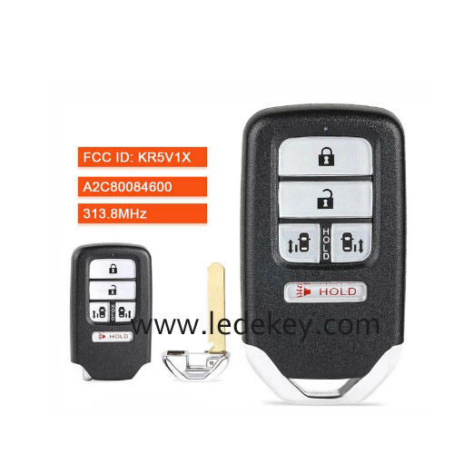 5 button Honda smart remote key with logo 313.8MHz ID47 chip (FCC ID : KR5V1X) For Honda Odyssey 2014-2018